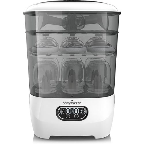 Baby Brezza Bottle Sterilizer and Dryer Advanced – 33% Faster - Largest Capacity Steam Sanitizer - Universal Sterilization Machine for All Bottles + Pump Parts - HEPA Air Filter