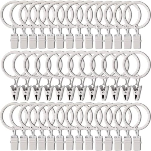 40 Pack Rings with Clips, White