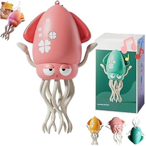Dancing Octopus Toy, Wiggly Wonder Octopus with Smart Tentacle Explorer, Crawling Dancing Automatic Obstacle Sensor Toys, Stress Relief Gift with LED Lights & Music, Moving Dog Toy(Pink,Without Rod)