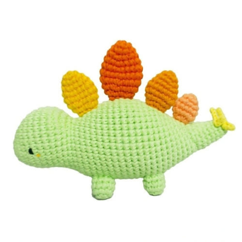 Cotton Stegosaurus Soft Rattle Animal Plush Toy 3y+ 18cm in Multi