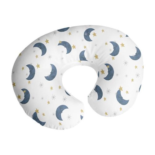 Sweet Jojo Designs Gender Neutral Support Nursing Pillow Cover (pillow Not Included) Bear And Moon Blue Gold And White