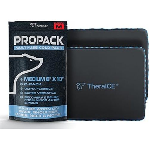 TheraICE PROpack Ice Pack for Injuries, Reusable Soft Multipurpose Cold Gel Ice Pack for Muscular Back Pain, Shoulder, Hip, Knee - Flexible Cold Compress Wrap for Minor Aches & Pains - 6 x 10-2 Pack