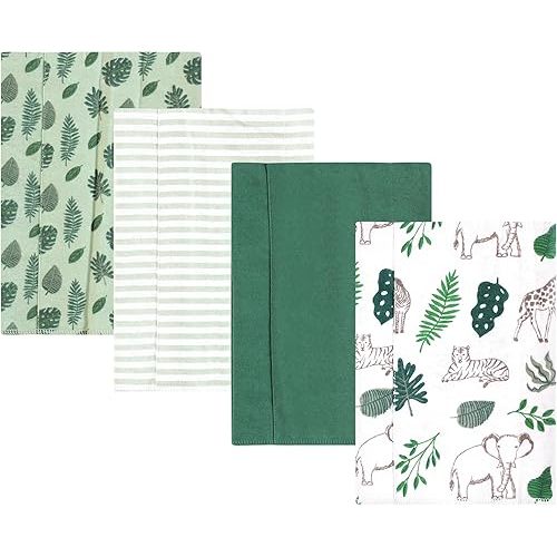 Hudson Baby Unisex Baby Cotton Flannel Burp Cloths, Jungle, One Size