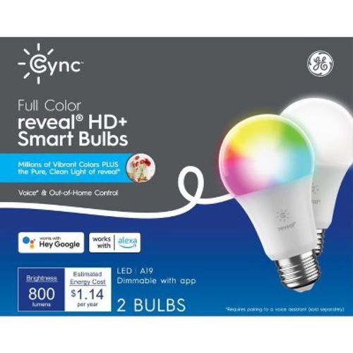 GE 2pk CYNC Smart LED Light Bulbs Full Color
