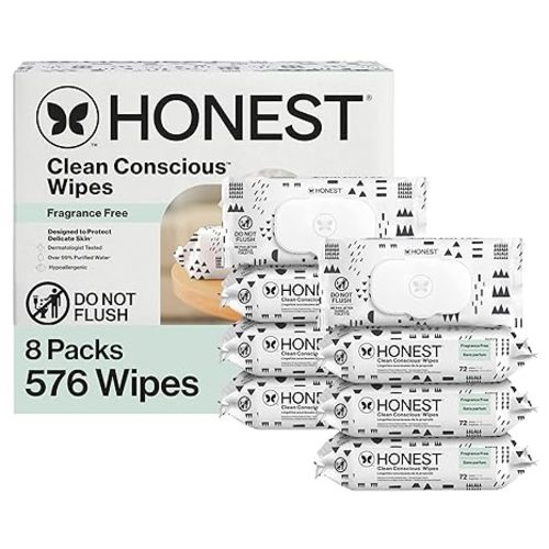 The Honest Company Hypoallergenic Multi-Use Baby Wipes for Sensitive Skin Baby Pattern Play 288 Count