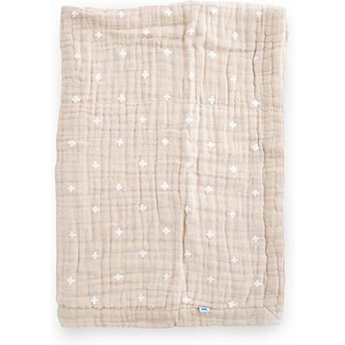 Little Unicorn Taupe Cross Cotton Muslin Quilt Receiving Blanket | 100% Cotton | Super Soft | Babies and Toddlers | 30” x 40” | Machine Washable