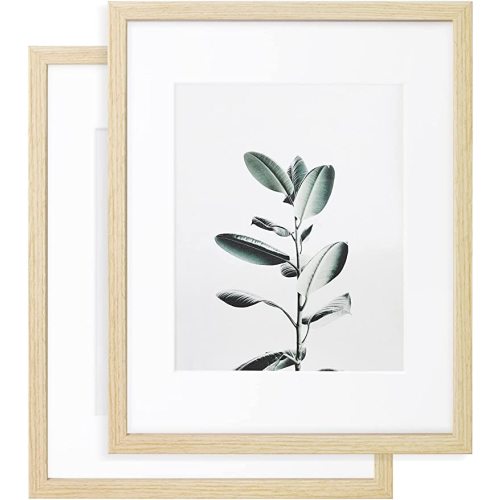 SUMGAR 11x14 Picture Frame with Mat Display Pictures, Natural Oak Wood 8x10 Photo FrameSimple for Tabletop Desk Gallery Wall Mounted Display Set of 2 for Mother's Day Mom Gift - 11x14 IN