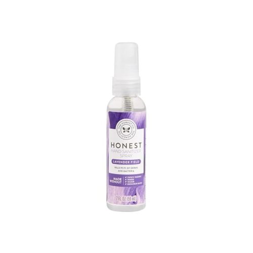 The Honest Company Plant-Based Hand Sanitizer Spray | Kills 99.9% of Germs | Hypoallergenic, Quick-drying + Moisturizing | Lavender Field, 2 fl oz
