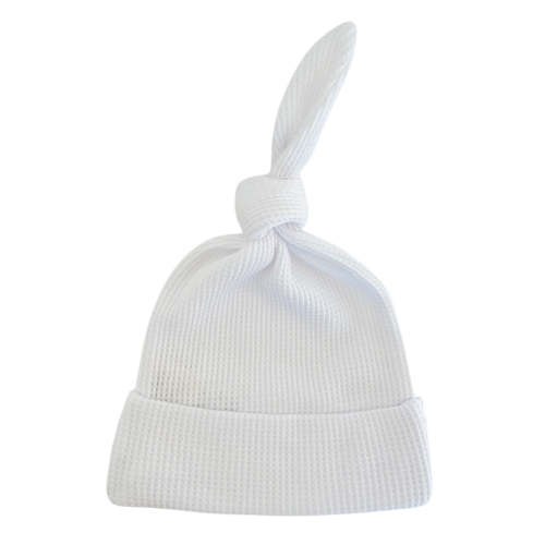 Organic Waffle Knot Beanie, Lucent White