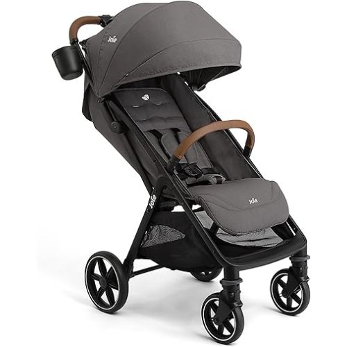 Joie Nutmeg Compact Travel Stroller – Lightweight, with One-Hand Fold, Multi-Position Recline – Newborn to Toddler Travel-Friendly Design (Thunder)