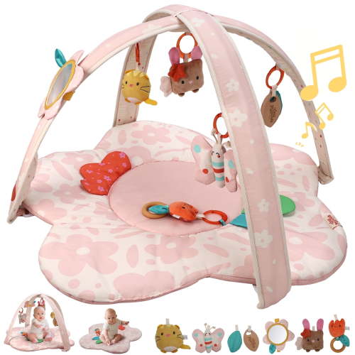Tiny Marvels Play Gym, Stage-Based Developmental Activity Gym & Play Mat for Baby to Toddler, 5 Removable Sensory Toys,0+ Months (Blush Bloom)