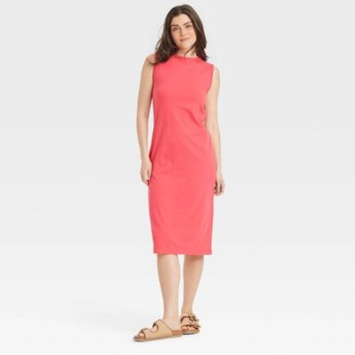 Women's Knit Midi Shift Dress - Universal Thread™ Black L: Cotton Jersey, Sleeveless, Crew Neck, Pullover