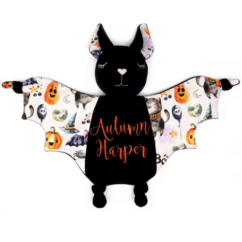 Halloween Baby Plush Bat Personalized Security Blanket Lovey Plush First Baby Halloween Baby Shower Gift Gothic (Sky)