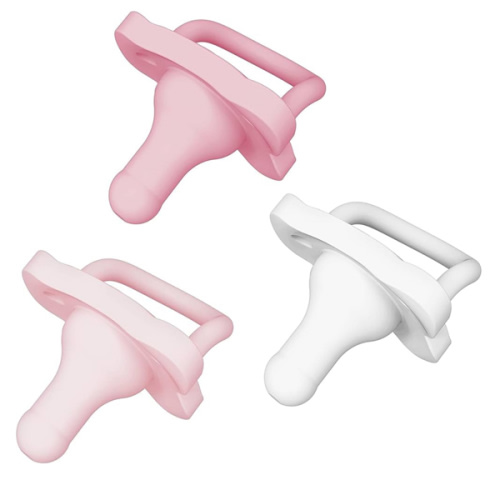 Dr. Brown's HappyPaci 100% Silicone Baby Pacifier, Contoured One-Piece Design, White, Pink, Light Pink, 0-6m, BPA-Free, 3 Pack