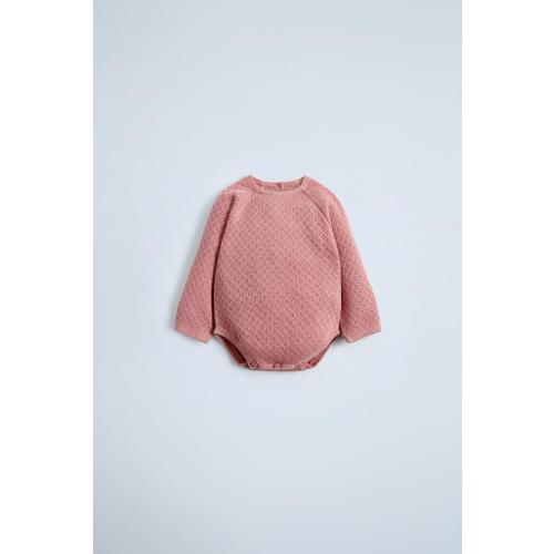 WOOL BLEND KNIT BODYSUIT - Pink | ZARA United States