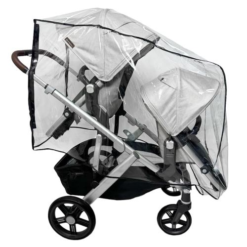 SASHA'S Rain and Wind Cover Made for UPPAbaby Vista V2/V3 Double Stroller System w/RumbleSeat - Clear, Ventilation Holes, Maximum Coverage, Made in USA (Stroller not Included)