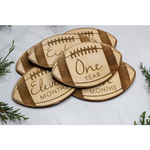 Baby Monthly Milestone Markers, Football Wood Milestone Disc, Baby Photo Props, Football Nursery Decor, Sports 1-12 Month Rounds