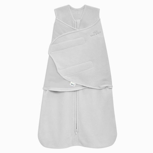 HALO Micro Fleece Sleepsack Swaddle, 3-Way Adjustable Wearable Blanket, TOG 3.0, Grey, Newborn, 0-3 Months