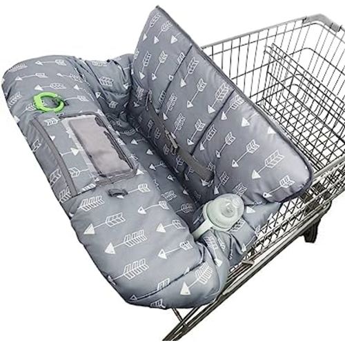 shopping cart cover for baby high chair cover, roll in and go, universal fit, Grey Arrow