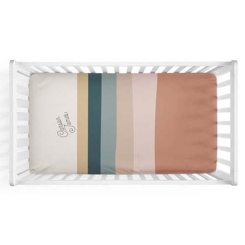 Sunset Stripes Personalized Crib Sheet