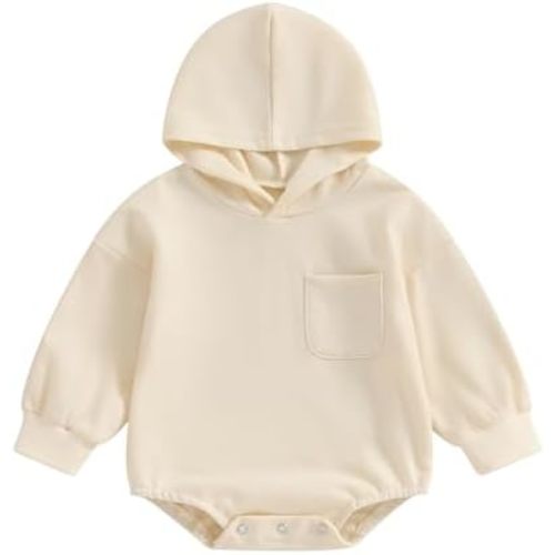 Thorn Tree Newborn Baby Boys Hooded Sweatshirt Long Sleeve Solid Romper Infant Baby Fall Winter Spring Outfits