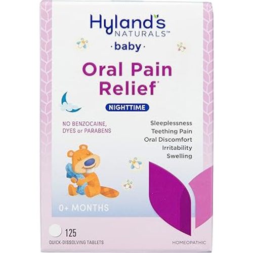 Hyland's Baby Nighttime Soothing Tablets with Chamomilla, Natural Relief of Oral Discomfort, Irritability, and Swelling, 125 Count
