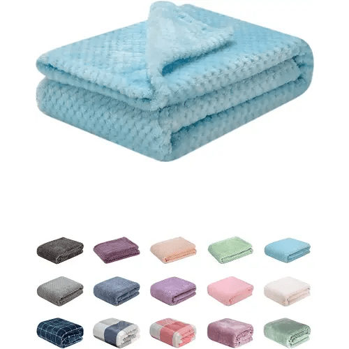 Fuzzy Blanket or Fluffy Blanket for Baby, Soft Warm Cozy Coral Fleece Toddler, Infant or Newborn Receiving Blanket for Crib, Stroller, Travel, Decorative (28Wx40L, XS-Ice Blue)