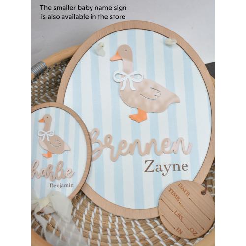 One Silly Goose Hospital Door Hanger Birth Announcement Sign Custom Neutral Blue Pink Green Stripes Girl Boy Name Sign/Newborn Prop Fresh 48