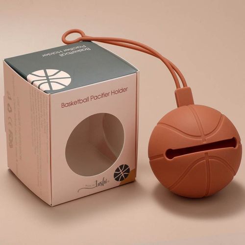 Pacifier Holder Case | Basketball Pacifier Holder | Silicone Pacifier Container | Travel Pacifier Case Holder | Keep Pacifier Clean and Accessible | Food Grade Silicone | Made by Tushi (Brown)