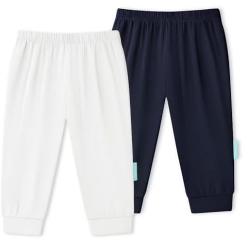 PurComfy Supersoft Baby Pants, 2-Pack Premium Bamboo Viscose Jogger Pants, Elastic Waist, Unisex 0-24 Months