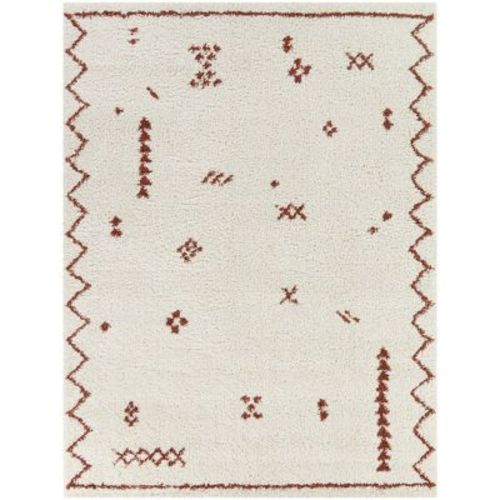 5'3"x7' Eila Geometric Shag Kids' Rug Cream/red - Balta Rugs: High Pile, Oeko-tex Certified, Kids Room Rug