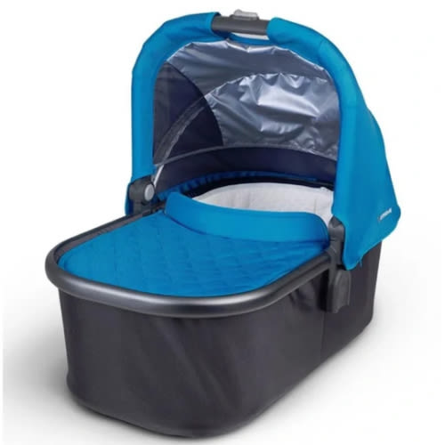 UPPAbaby Bassinet/Compatible with Vista, Cruz, Ridge, Minu Strollers/Overnight Sleep Solution/Mattress, Sheet, and Bug Shield Included/Anthony (White and Grey Chenille/Carbon Frame)