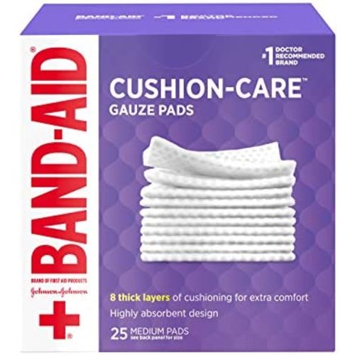 Band-Aid Brand Medium Gauze Pads, 3x3 Inch (Pack of 25)
