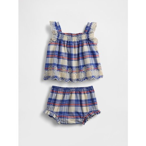 Baby Poplin Eyelet-Hem Outfit Set