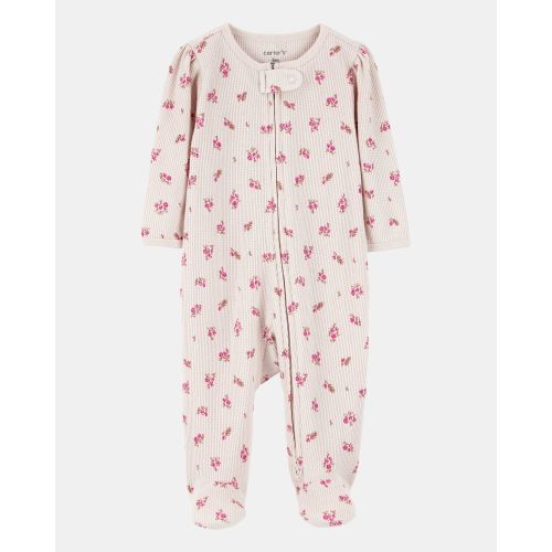 Floral 2-Way Zip Waffle Knit Sleep & Play Pajamas - Khaki - Carter's | Carter's