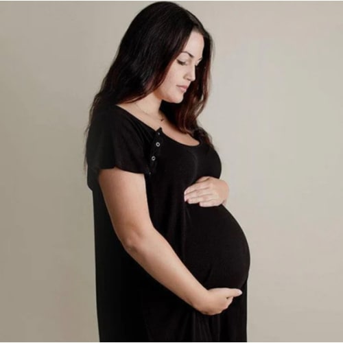 Labor & Delivery Gown in Black Ribbed - Milk & Baby – Milk & Baby