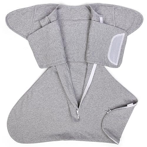 Mikccer Sleep Sack Baby, Transition Swaddle Sack for Newborn, Swaddle Blanket Bottom with 2-Way Zipper, Easy to Change Diapers,Prevents Startles, 3-6 Months TOG 1.0 Gray,Medium