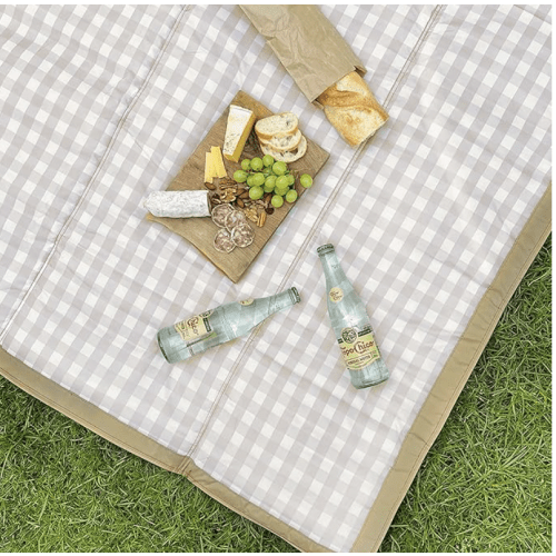 Little Unicorn Outdoor Family Picnic & Beach Blanket, Water-Resistant, Compact Fold, 5 x 5 feet, (Beige Buffalo Check)