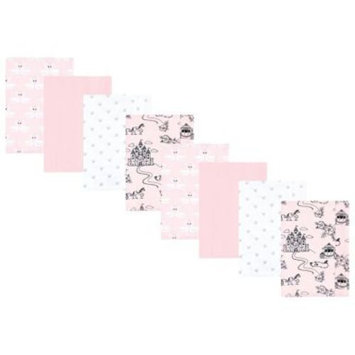Hudson Baby Boys and Girls Cotton Poly Flannel Burp Cloths 8-Pack, Fairytale Princess, One Size