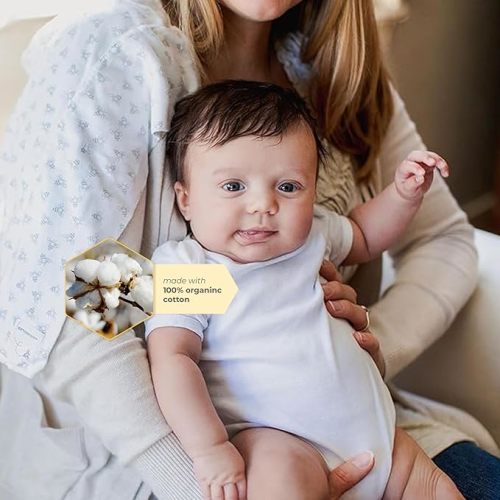 Burt's Bees Baby Unisex Baby Bodysuits, 5-pack Short & Long Sleeve One-pieces, 100% Organic Cotton Bodysuit - 0-3 Months - Cloud Short Sleeve