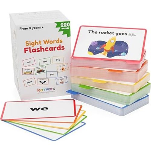 Sight Words Flash Cards Kindergarten – 220 Cards – Sight Words for Toddlers 4 Years – Dolch Sight Words Flash Cards –Pre-K Kinder 1st 2nd 3rd Grade – Sight Word Site Reading Kids Vocabulary Learning