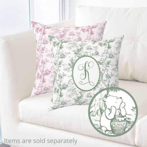 Monogram Winnie-the-Pooh Pillow: Baby Toile de Jouy Nursery Decor