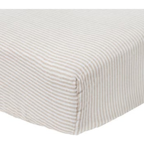 Organic Cotton Muslin Crib Sheet- Sand Stripe