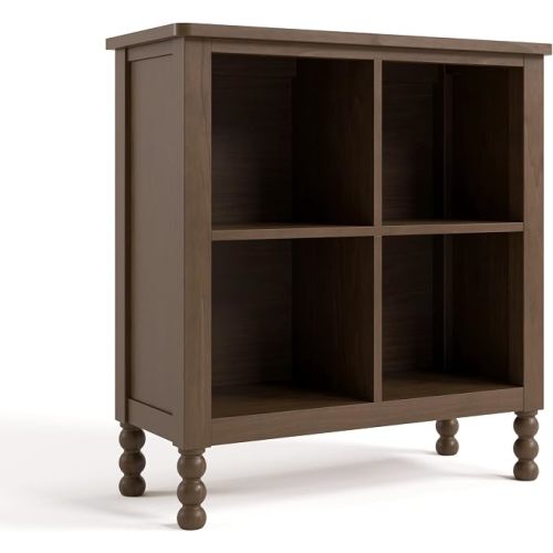 Storkcraft Rio 4 Cube Storage Organizer Bookcase – GREENGUARD Gold Certified, Montessori Bookshelf & Toy Storage for Kids, Solid Wood Cubby for Nursery, Kids Bedroom or Playroom (Hazelnut)