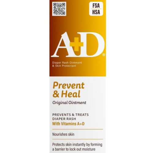 A+D Original Diaper Rash Ointment Prevents & Treats Diaper Rash, Moisturizing Skin Protectant with Vitamins A & D, Healing Skin Ointment for Dry and Cracked Skin 4oz