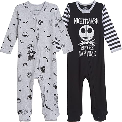 Disney Nightmare Before Christmas Jack Skellington 2 Pack Footed Coveralls