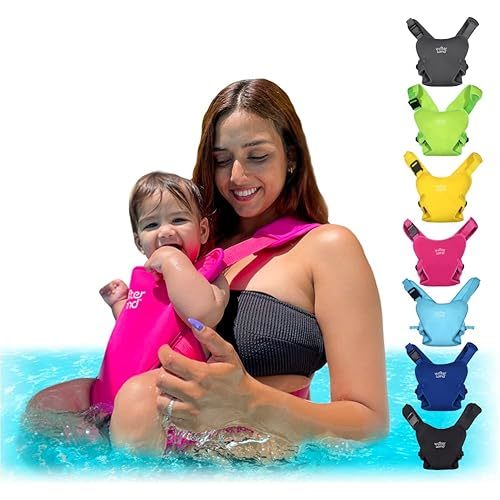 WaterLand Baby Carrier - Innovative Carrier You Can Use Both in Water & Land - Waterproof Infant Chest Holder with Adjustable Straps, Lightweight Toddler Harness for Pool & Beach (Pink Flamingo)