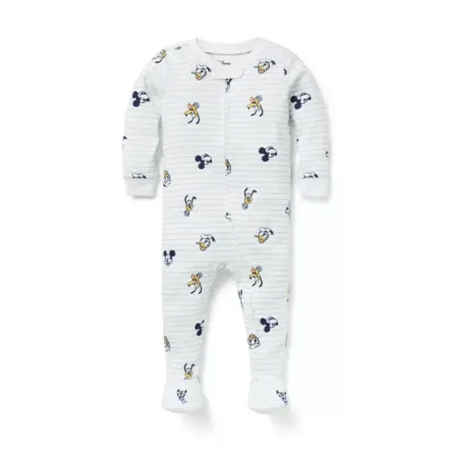 Baby White Disney Friends Stripe Baby Good Night Footed Pajama In Disney Friends Stripe by Janie and Jack