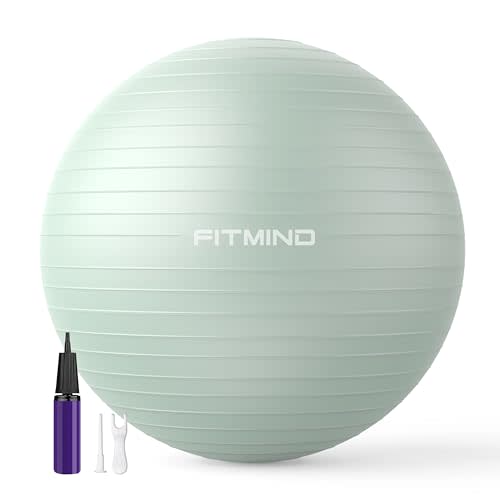 FITMIND Extra Thick Exercise Ball Yoga Ball 22in/26in/30in for Workout Pregnancy Stability,Anti-Burst and Slip Resistant Swiss Ball with Pump for Yoga, Pilates, Fitness,Birthing,Physical Therapy