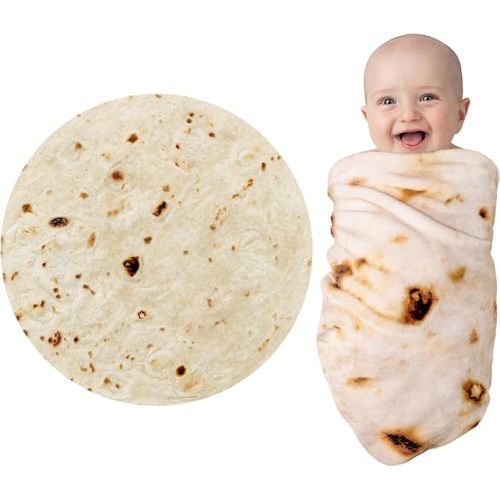Jorbest Burrito Tortilla Swaddle Blanket Gifts for Baby Toddler Newborn, Tortilla Baby Blanket Funny Gifts for Baby Shower Boys Girls, Food Toddler Blanket 285 GSM Flannel Blanket (Yellow, 36 inches)